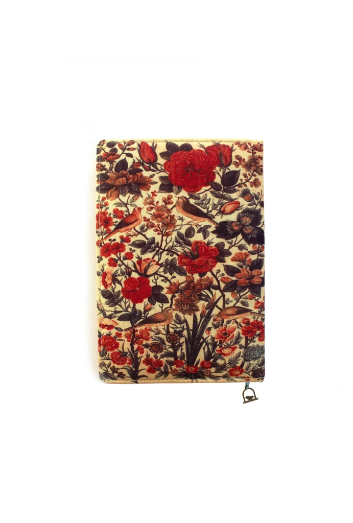 خرید دفتر خط دار گلدار جلد پارچه ای چاپگ.